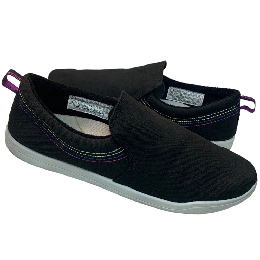 VIONIC Beach Marshall Canvas Sneakers Black Colored Contrast Stitching Size 9